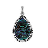 Handcrafted Sterling Silver Abalone Shell Teardrop Pendant From Bali.